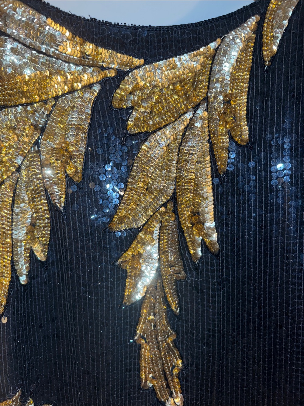Vintage Ornate Sequin Top in Black & Gold - Picture 3 of 9